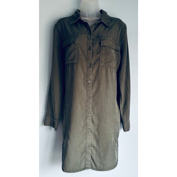 Evereve Shirt Dress Button Up Green - Picture 1 of 8